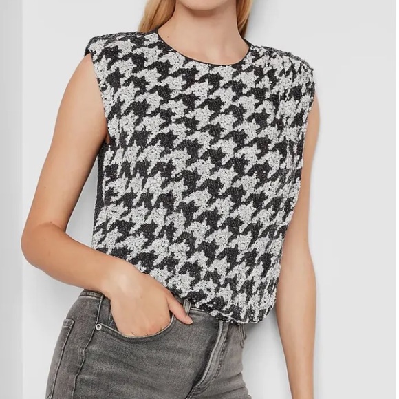 Express Tops - Express NWT Herringbone sequin tank top S